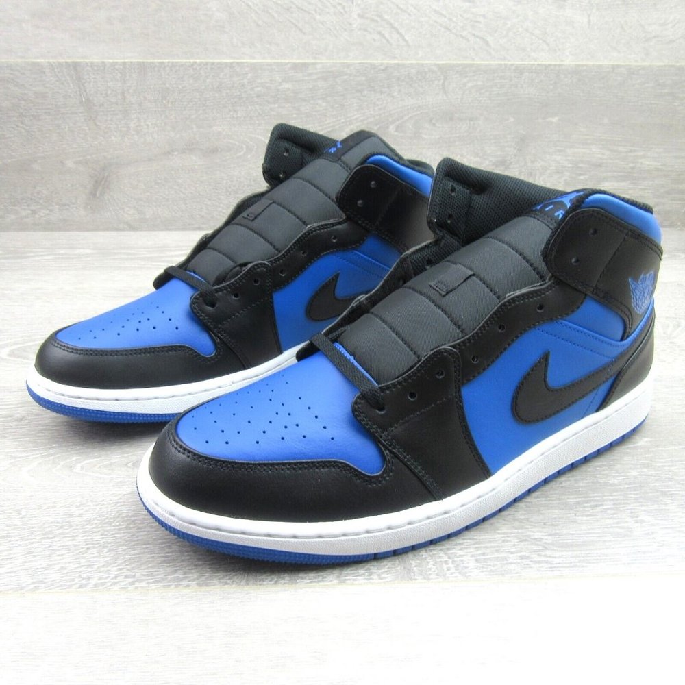 Air Jordan 1 Mid  Sneakers Mens Size 13 Royal Blue Black White NEW - Picture 4 of 15